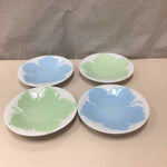 4 GREEN/BLUE LEAF PLATES