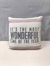 "MOST WONDERFUL TIME" BEIGE/RED PILLOW