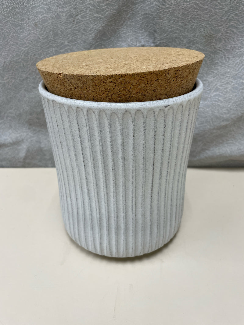 WHITE KITCHEN CANISTERS WITH CORK LID