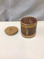SMALL WOODEN POT W/LID