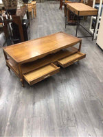 WOOD 2-TIER COFFEE TABLE W/2 DRAWERS