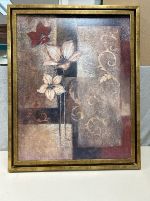 WHITE W/RED FLORAL PIC
