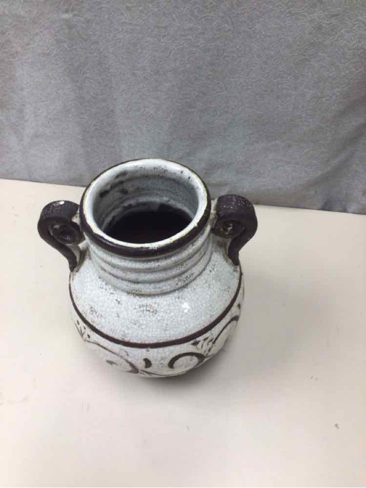 BROWN/WHITE DIST. VASE