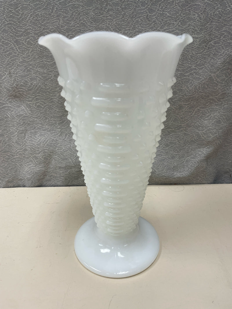 WHITE HOBNAIL GLASS VASE
