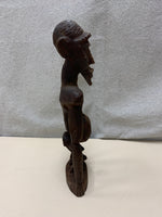 AFRICAN BROWN WOOD CARVED MAN FIGURINE