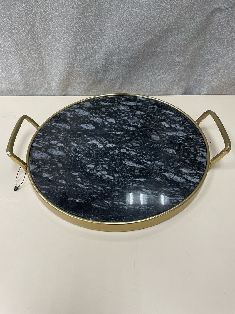 FAUX MARBLE ROUND SERVING TRAY