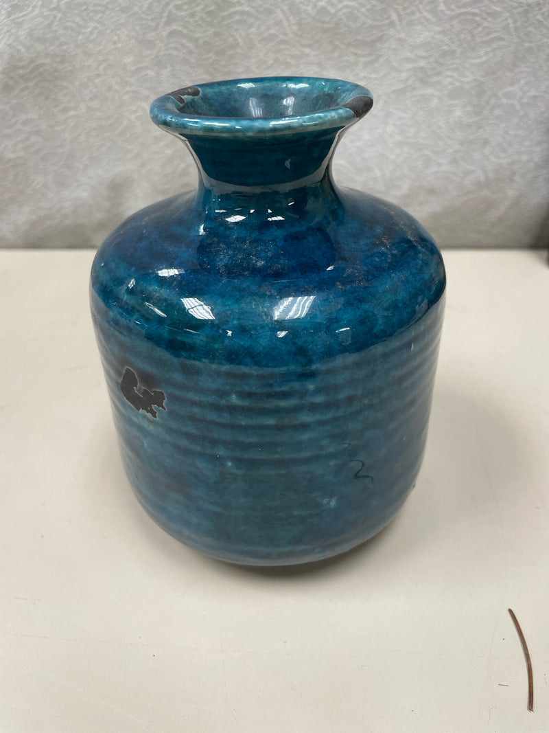TALL CERAMIC TEAL VASE