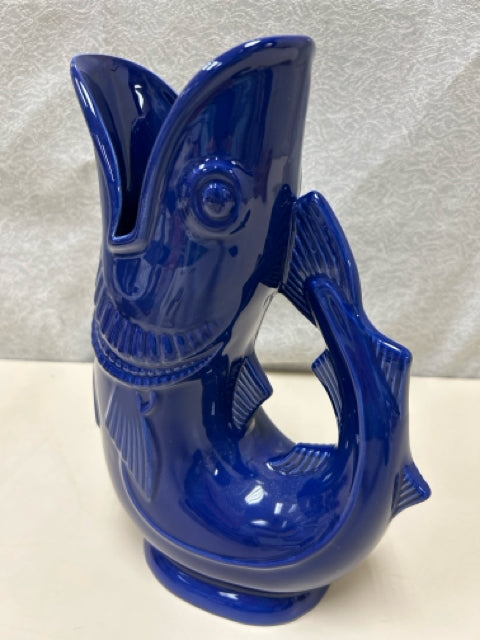 BLUE CERAMIC FISH PITCHER
