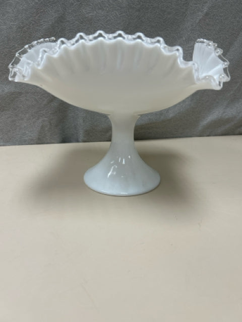 RIDGED GLASS BOWL ON STAND