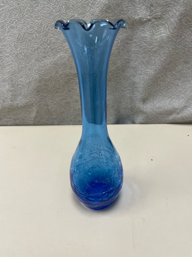 SMALL BLUE CRACKLE VASE