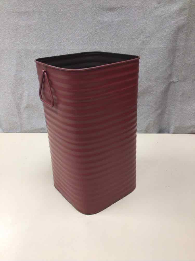 TALL RED METAL CONTAINER