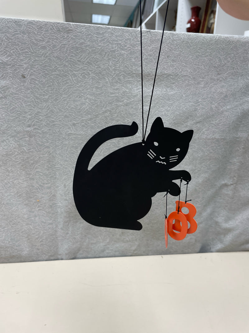 HANGING "BOO" BLACK CAT