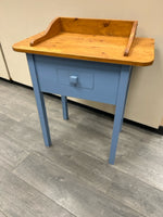 PINE BLUE PAINTED SIDE TABLE W/DRAWER