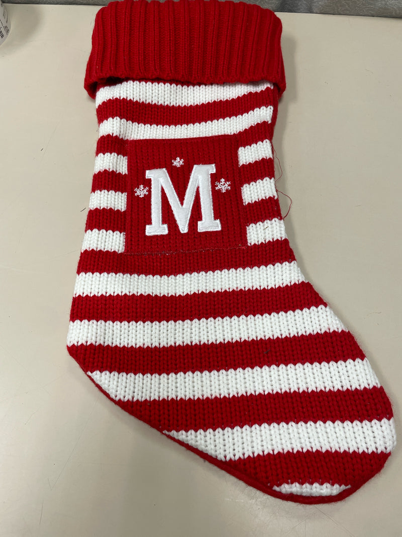 RED STRIPED "M" STOCKING