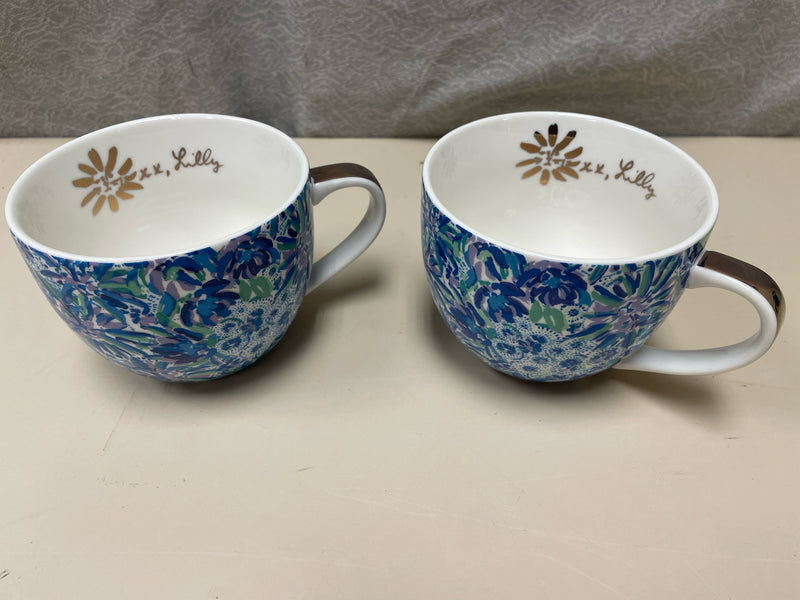 2 BLUE PURPLE CERAMIC MUGS