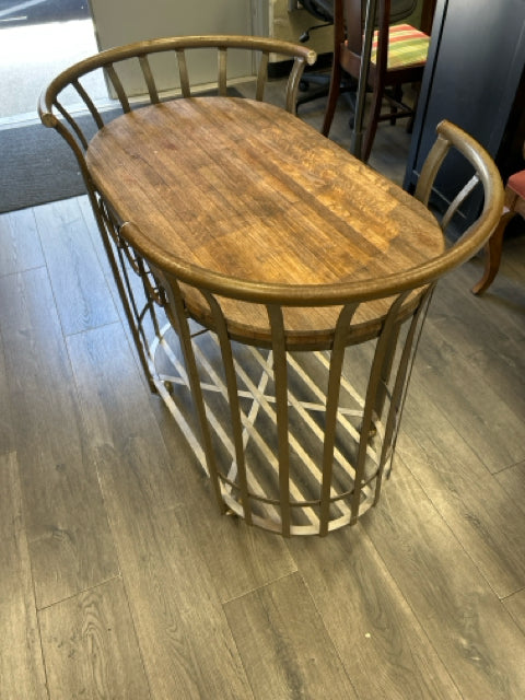WOOD/METAL WINE CART