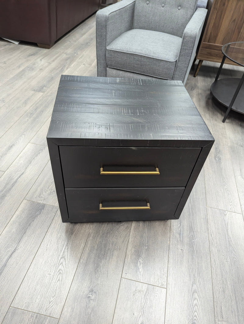 "SUKI" 2-DRAWER BURNISHED BLACK NIGHTSTAND