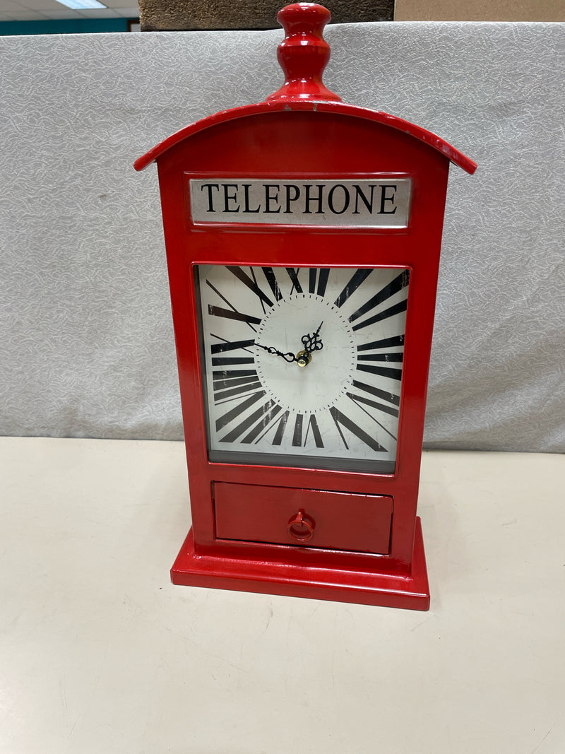 RED METAL "TELEPHONE" CLOCK