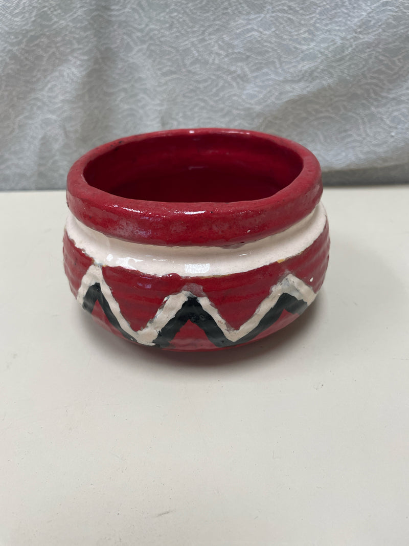 RED WHITE CERAMIC BOWL