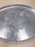 PEWTER FLORAL TRAY