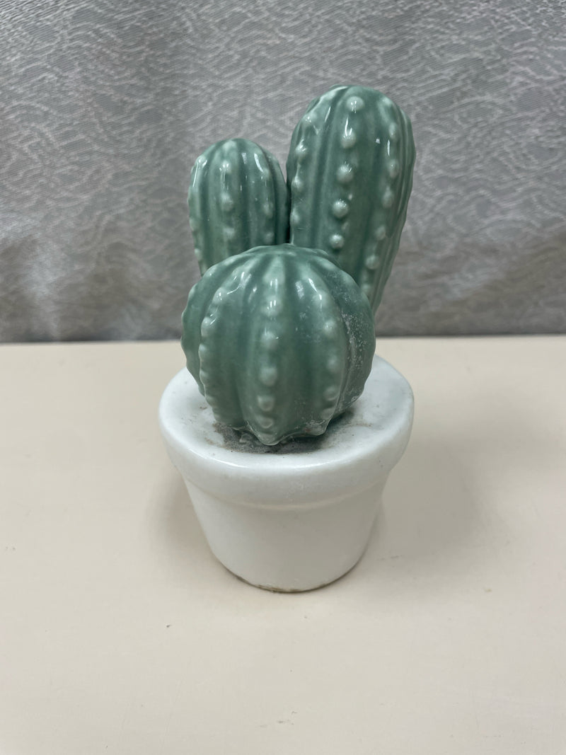CERAMIC CACTUS ON CERAMIC STAND