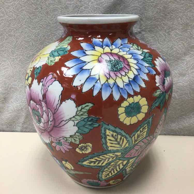 PURPLE BLUE FLORAL ASIAN VASE