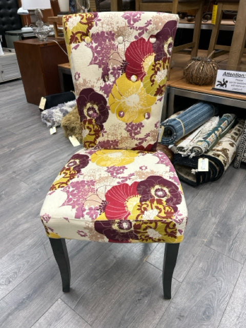 PURPLE YELLOW FLORAL SIDE CHAIR