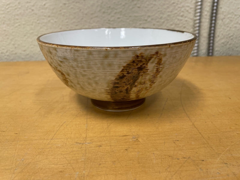 CREAM BROWN FOOTED BOWL