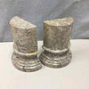 2 WHITE STONE BOOKENDS