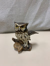 CERAMIC OWL ON LOG FIGURINE