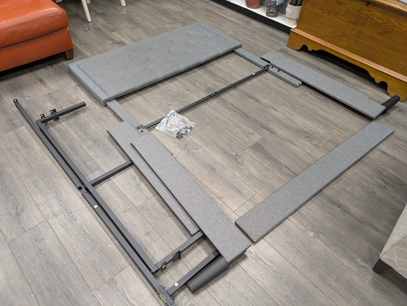 GRAY UPHOLSTERED BED FRAME
