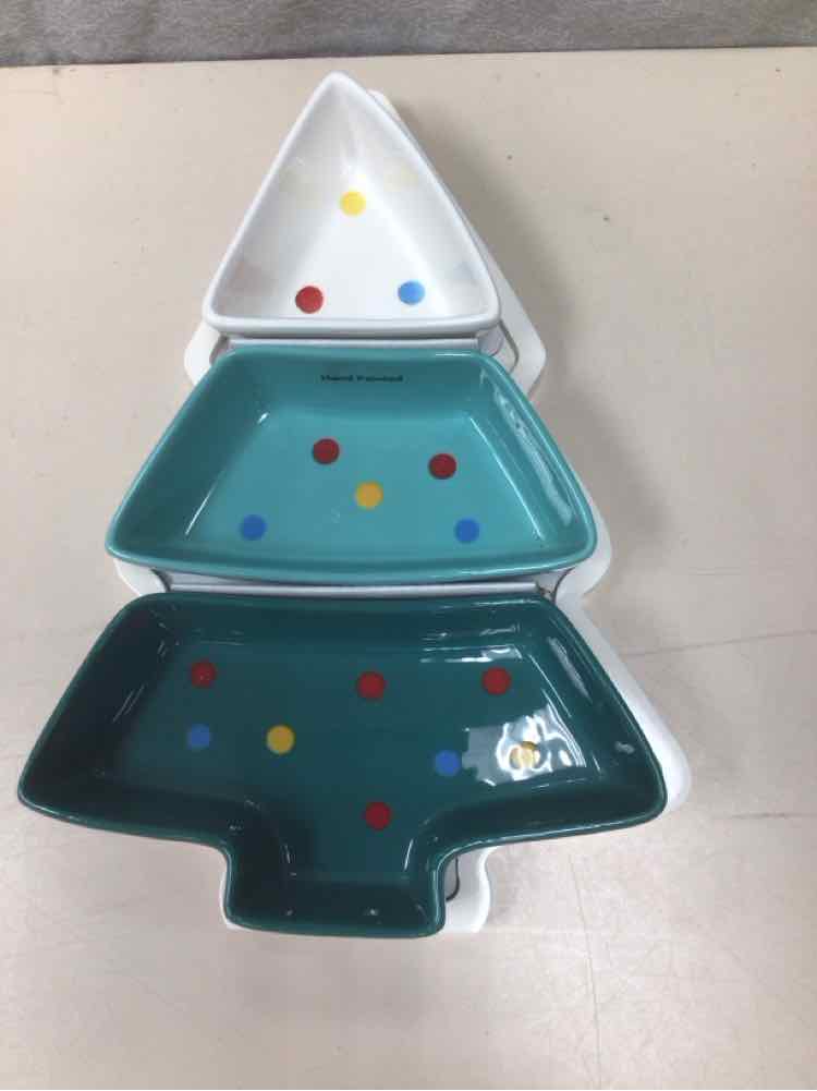 3 TRAY XMAS TREE SERVING TRAY