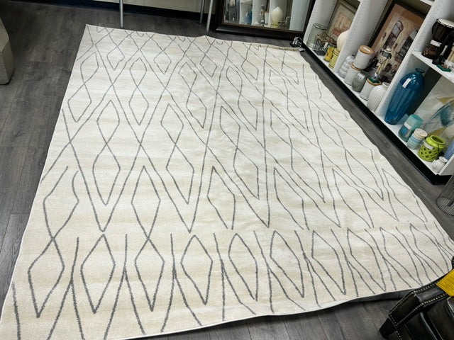 CREAM & GREY ABSTRACT RUG