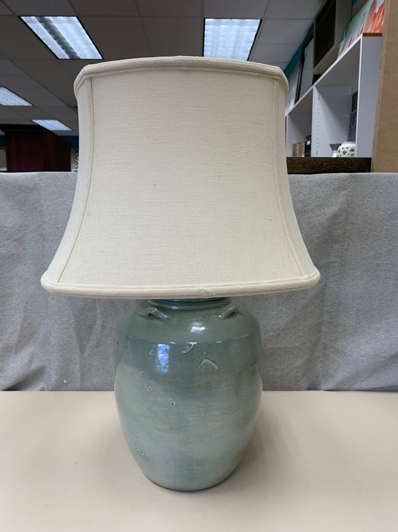 TEAL IRIDESCENT CERAMIC BASE LAMP