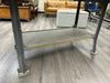 INDUSTRIAL SOLID WOOD TABLE W/STEEL BASE