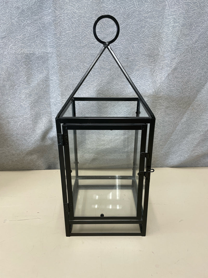 METAL & GLASS LANTERN HANGING