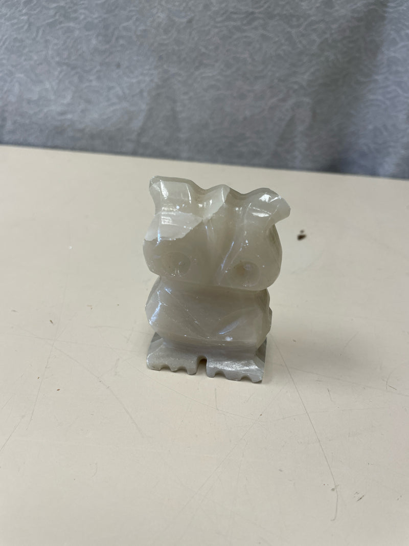 STONE CARVED OWL PAPERWEIGHT