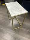 WHITE STONE W/GOLD END TABLE
