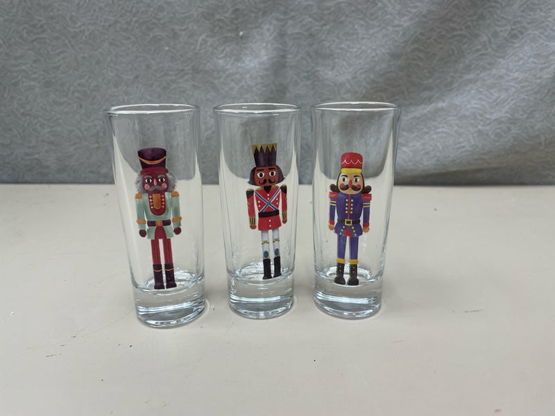 3 NUTCRACKER SHOT GLASSES