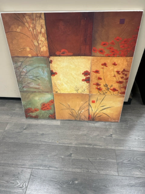 RED FLORAL TILE CANVAS