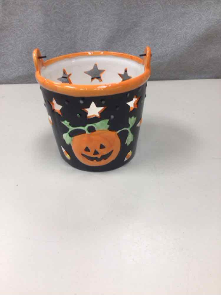 CERAMIC JACK-O-LANTERN BUCKET