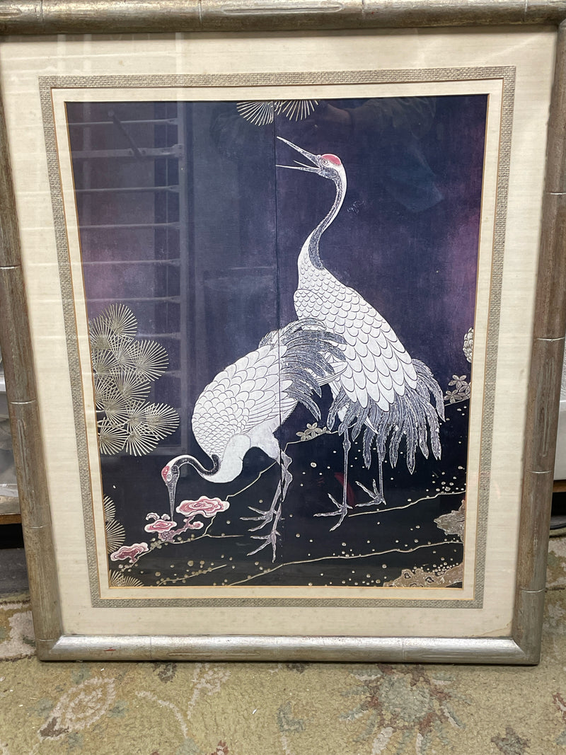 SILVER FRAME ASIAN CRANES PIC