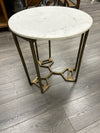MARBLE END TABLE WITH GOLD LEGS