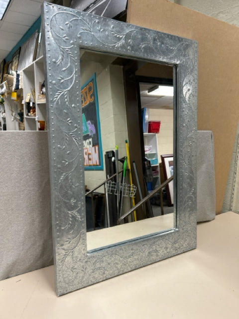 SILVER FRAMED MIRROR