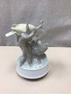 PORCELAIN MUSIC BOX FIGURINE W/BIRDS