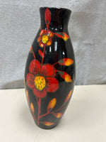 BLACK/RED FLORAL VASE