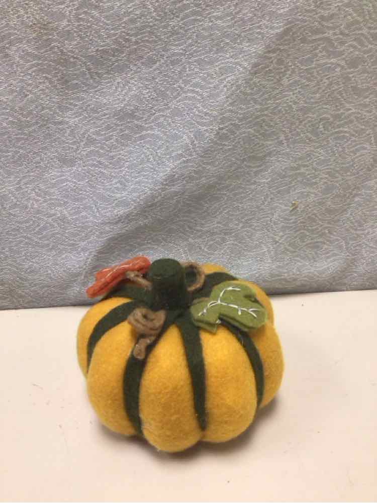 ORANGE/GREEN FABRIC PUMPKIN