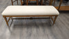 CREAM UPHOLSTERY WOOD BENCH