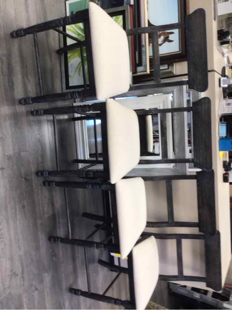 4 GRAY WOOD DINNING CHAIRS