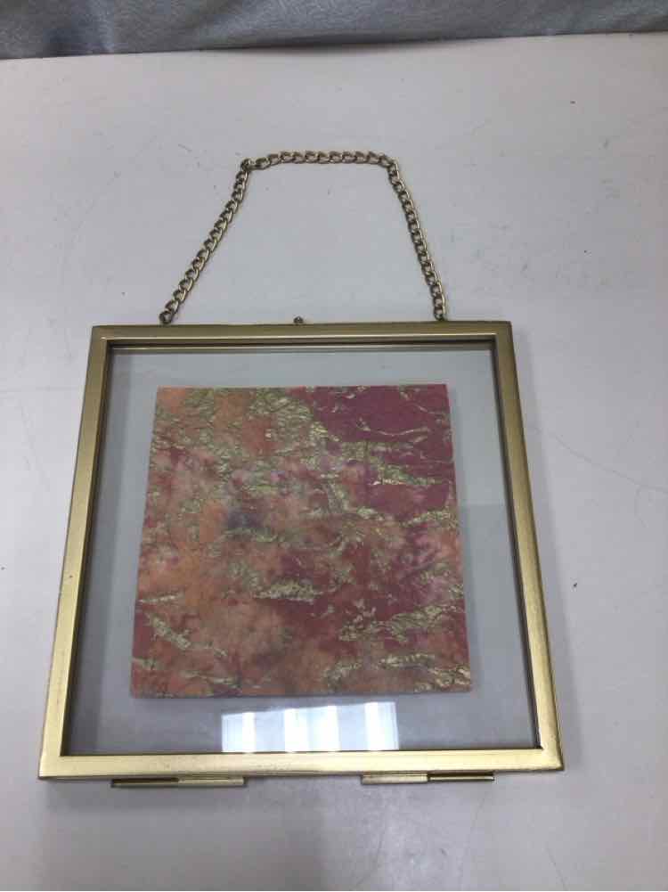 PEACH/ORANGE DECORATIVE ART W/GOLD FRAME